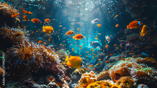 Vibrant Underwater Scene With Tropical Fish and Corals © Artistic Visions