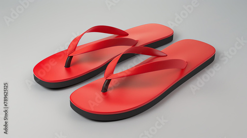 **Red flip-flops isolated on white background. 3D rendering.** A simple, yet elegant design that is perfect for any summer occasion.