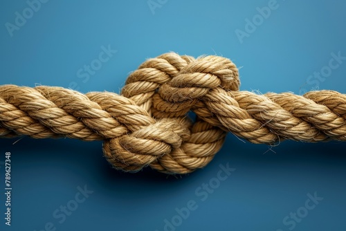 A tied knot on a rope. Business concept. Background with selective focus and copy space