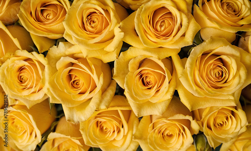 Background of yellow roses in foreground. Love