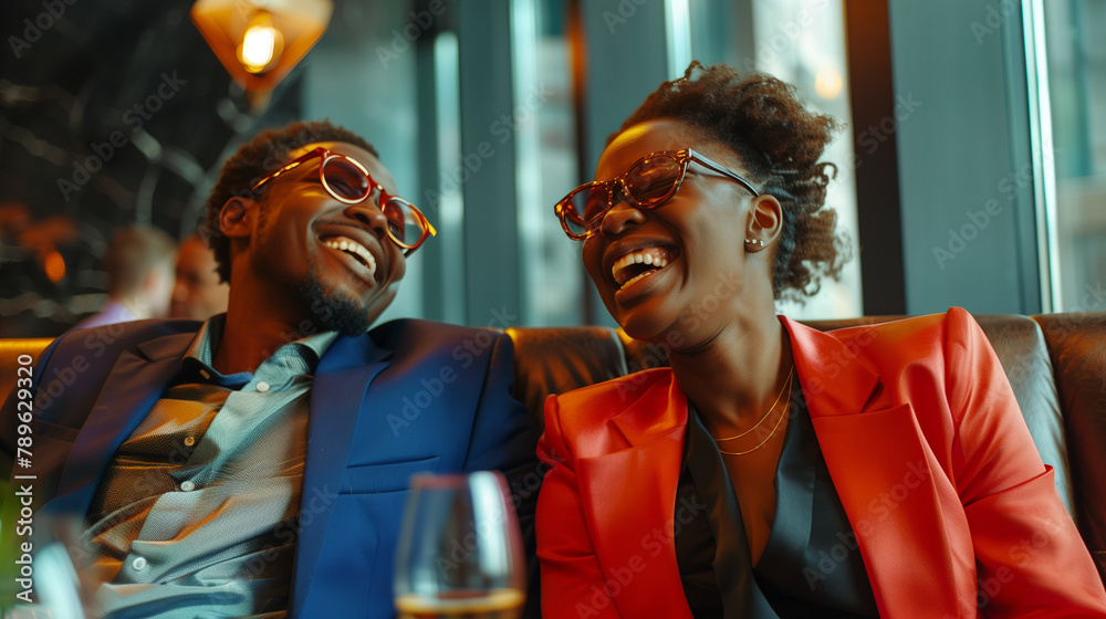 man and woman in the office laughing man and woman in the office laughing