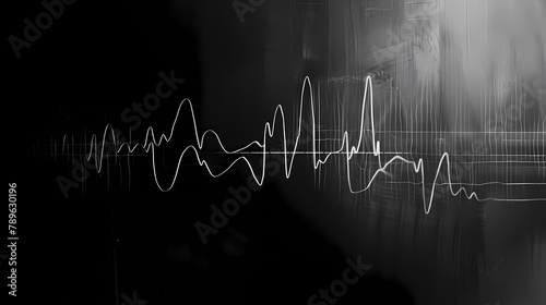Abstract Light Heartbeat Monitor Pattern on a Dark Background photo