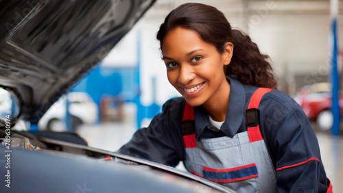Happy Female Auto Mechanic Technician