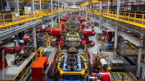 modern industrial technology with high-resolution images showcasing a factory plant equipped with advanced machinery and production lines, emphasizing precision and efficiency.