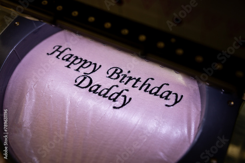 Wall Mural Machine Embroidery Happy Birthday Dad