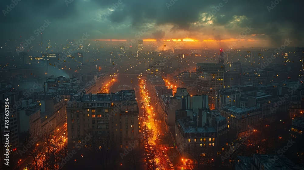 Fototapeta premium Aerial View of Paris France At Night