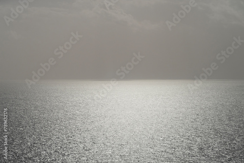 Gloomy grey sea and sky melancholic landscape photo