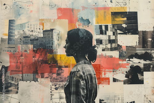 Sad woman collage, Contemporary art, Abstract design
