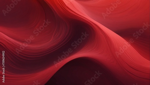 Ruby crimson scarlet abstract background. Color gradient Geometric shape Wave wavy curved line Rough grunge grain.