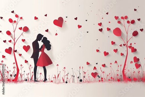 Symbolic Graphic Art of Love: Emphasizing Trust and Safety in Romantic Relationships with Stylish and Themed Illustrations for Spouses