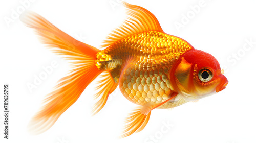 Glorious Oranda Goldfish  A Closer Look at the Majestic and Delicate Beauty of This Stunning Aquatic Species Against a Pristine White Background
