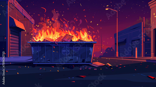 Colorful illustration of a dumpster fire