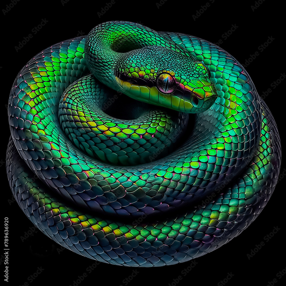 Fototapeta premium symbol of the year 2025 - green wooden snake