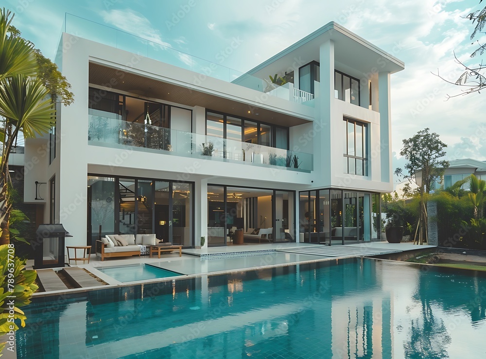 Beautiful modern style villa with a swimming pool and garden in Phuket