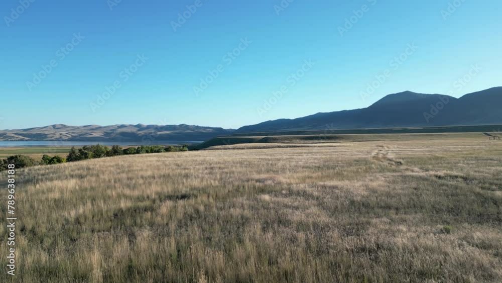 Flyover of a grassy valley in Ennis, Montana Flyover of a grassy valley in Ennis, Montana