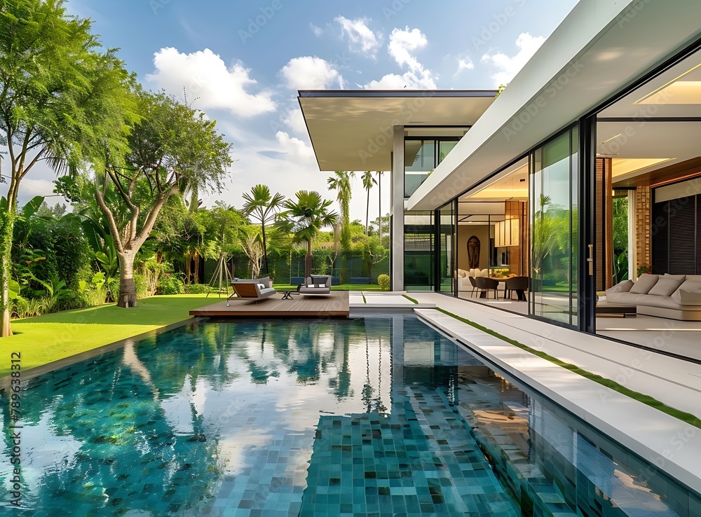 Beautiful modern villa with pool in tropical island Thailand