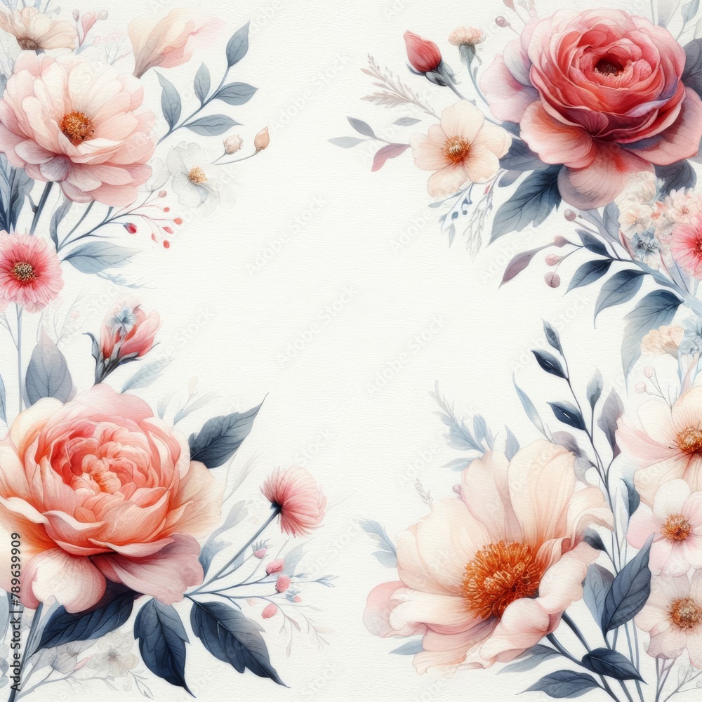 Elegant Floral Wallpaper with Watercolor Roses