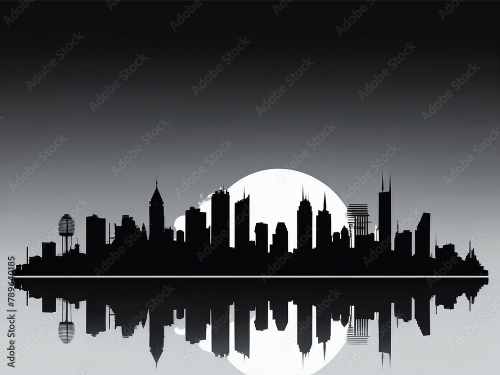 Simplistic city silhouette in a minimalistic artistic interpretation.