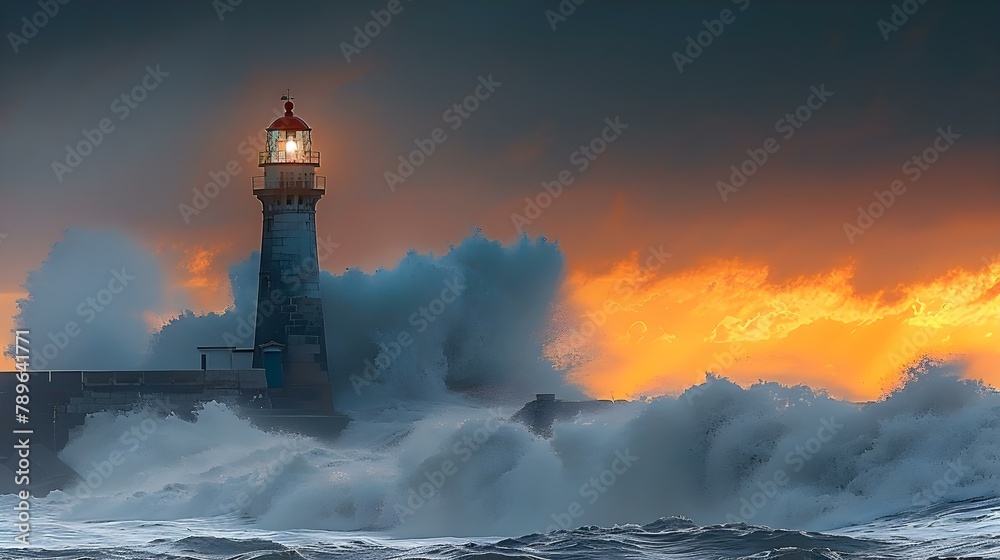 Beacon of Hope Amidst Stormy Seas. Concept Hope, Resilience, Overcoming challenges, Strength, Positivity