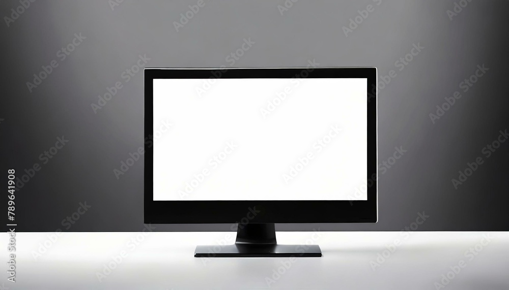 Modern Black Monitor with White Screen for Mockup - Template for Graphic, Web Design or Program Presentation Modern Black Monitor with White Screen for Mockup - Template for Graphic, Web Design or Program Presentation