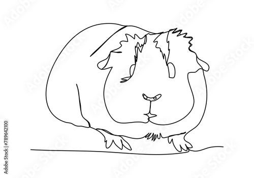 Guinea pig. One line drawing vector illustration.