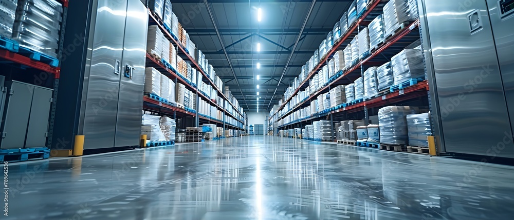 Efficient Cold Storage: A Symphony in Supply Chain Logistics. Concept Supply Chain Management, Cold Storage Solutions, Logistics Efficiency, Temperature-Controlled Warehousing - obrazy, fototapety, plakaty 