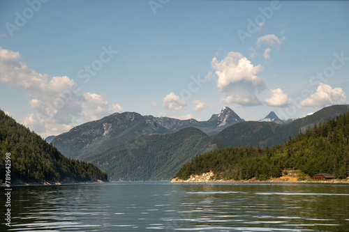 lake in the mountains in the Discovery Islands of Brisitish Columbia, Canada