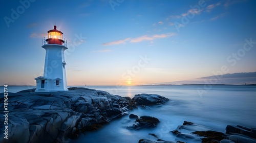 Guiding Beacon of Cybersecurity at Dusk. Concept Cybersecurity, Technology, Guidance, Beacon, Dusk