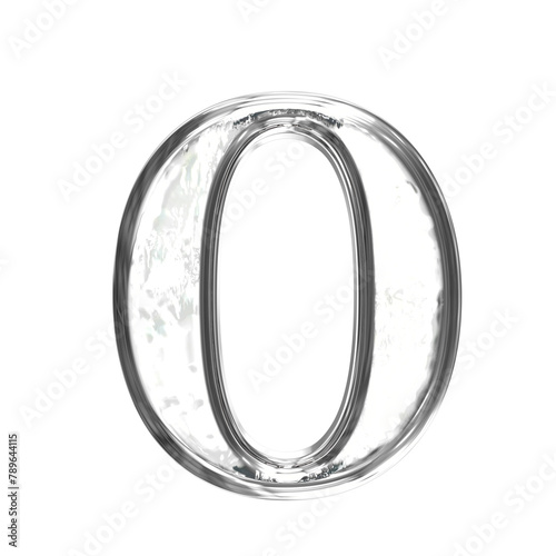 Ice 3d symbol in a silver frame. letter o