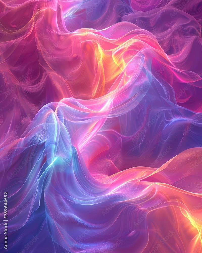 Obraz premium Psychic Waves background, gradient pastels merging into neon lights, embodying a journey through surreal landscapes