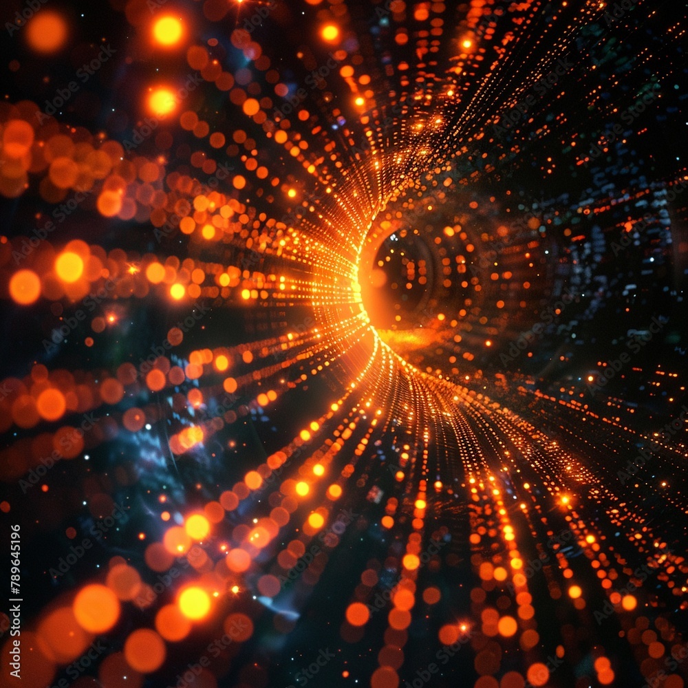 Our Vision Rays Hightech vision of a virtual sun, rays of data spreading outwards in ...