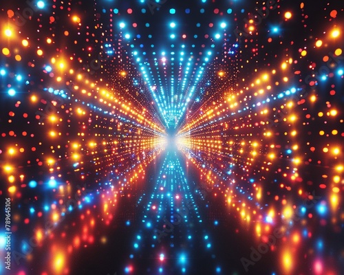 Highdefinition scan of a photon grid, each light particle a glowing dot in a seamless pattern of hightech art