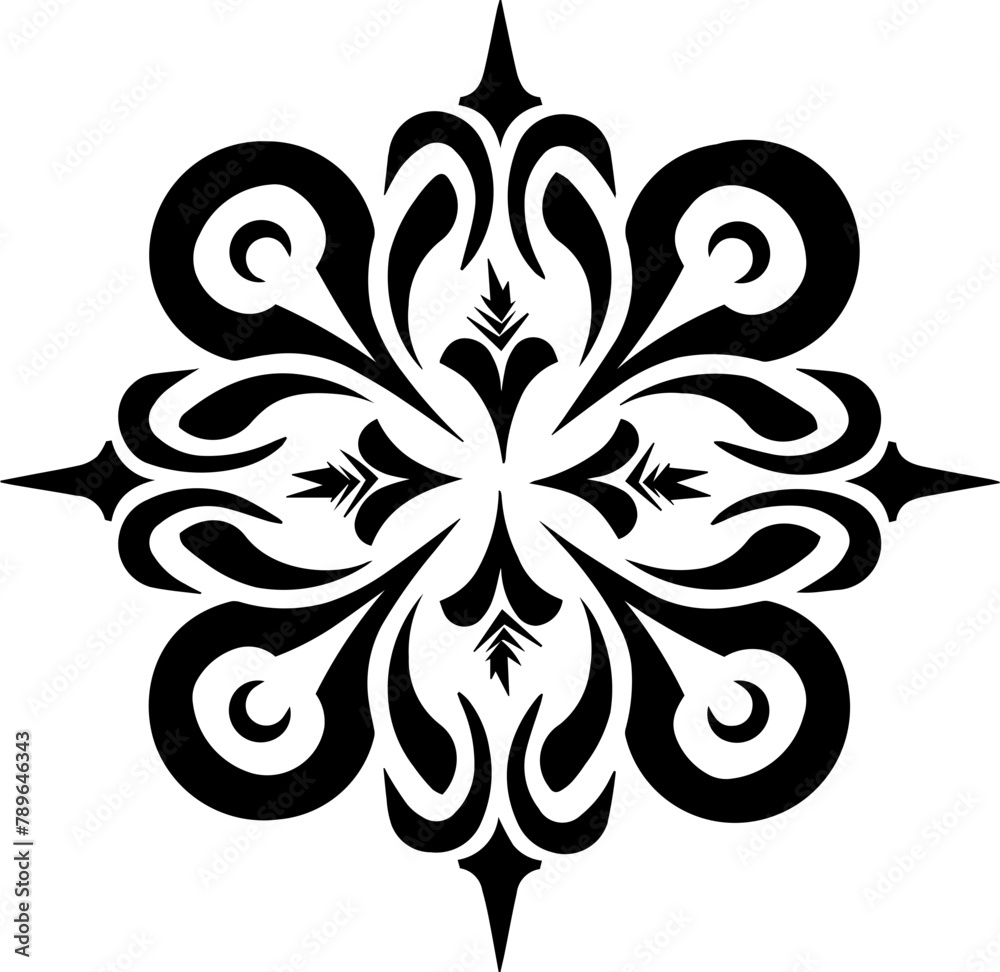 Vector tribal tattoo. Silhouette logo illustration. Isolated abstract element on transparent background. SVG icon. Black and white. Gothic Y2K sharp. symmetrical design, various decorative Neo tribal
