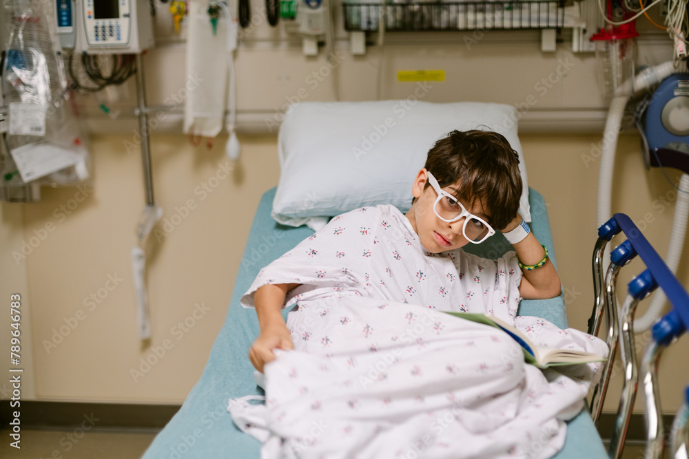 Tween boy at ER cubicle Tween boy at ER cubicle
