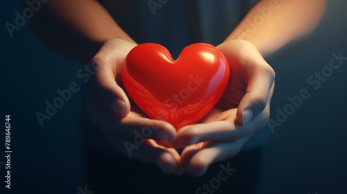 Heart in the hands of a woman. Valentine s Day concept.