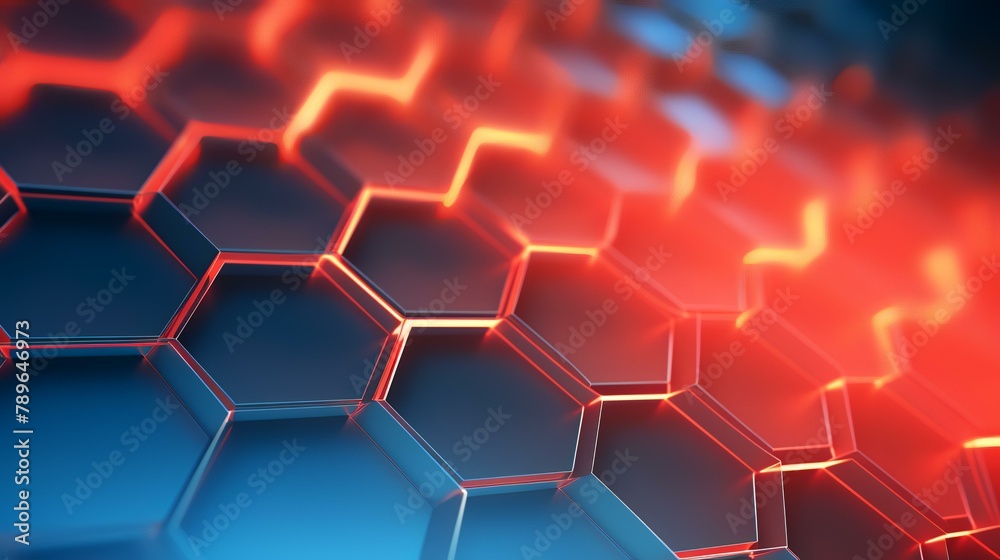 3d rendering of abstract background with hexagons in red and blue colors 3d rendering of abstract background with hexagons in red and blue colors