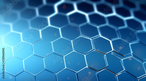 3d rendering of abstract background with hexagons in blue and black colors