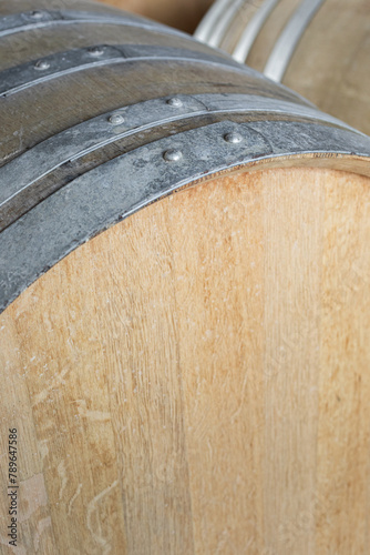 Closeup to the bottom of a wine cask barrel photo