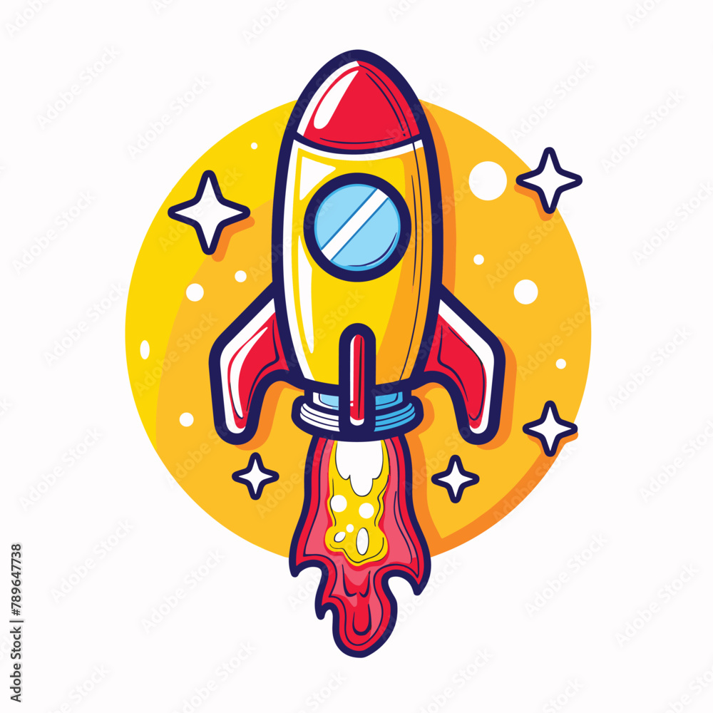 Rocket launching cartoon flat vector illustration startup concept icon design Rocket launching cartoon flat vector illustration startup concept icon design