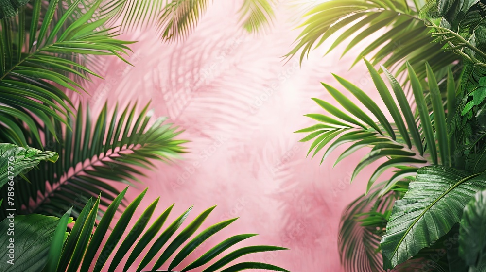 Tropical Elegance with Palm Leaves on Pink Tropical Elegance with Palm Leaves on Pink