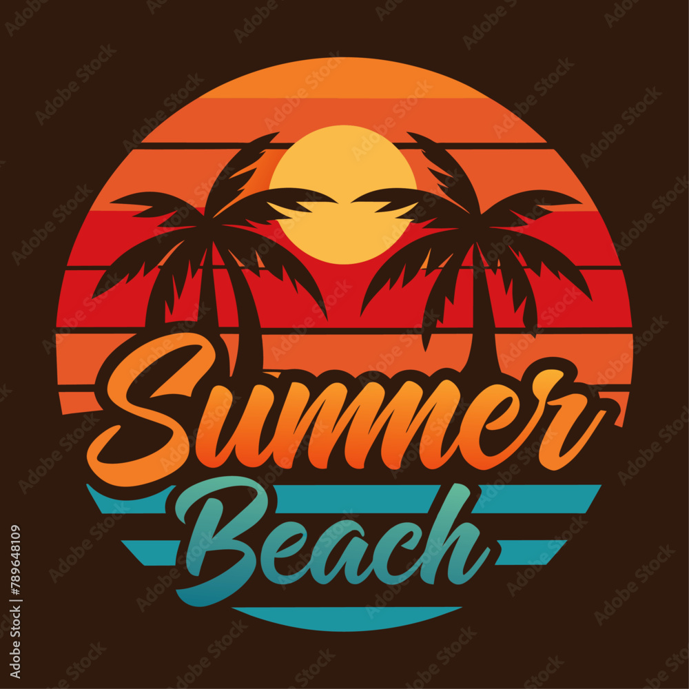 Fototapeta premium Summer t shirt design vector. Summer retro and vintage t shirt deign.