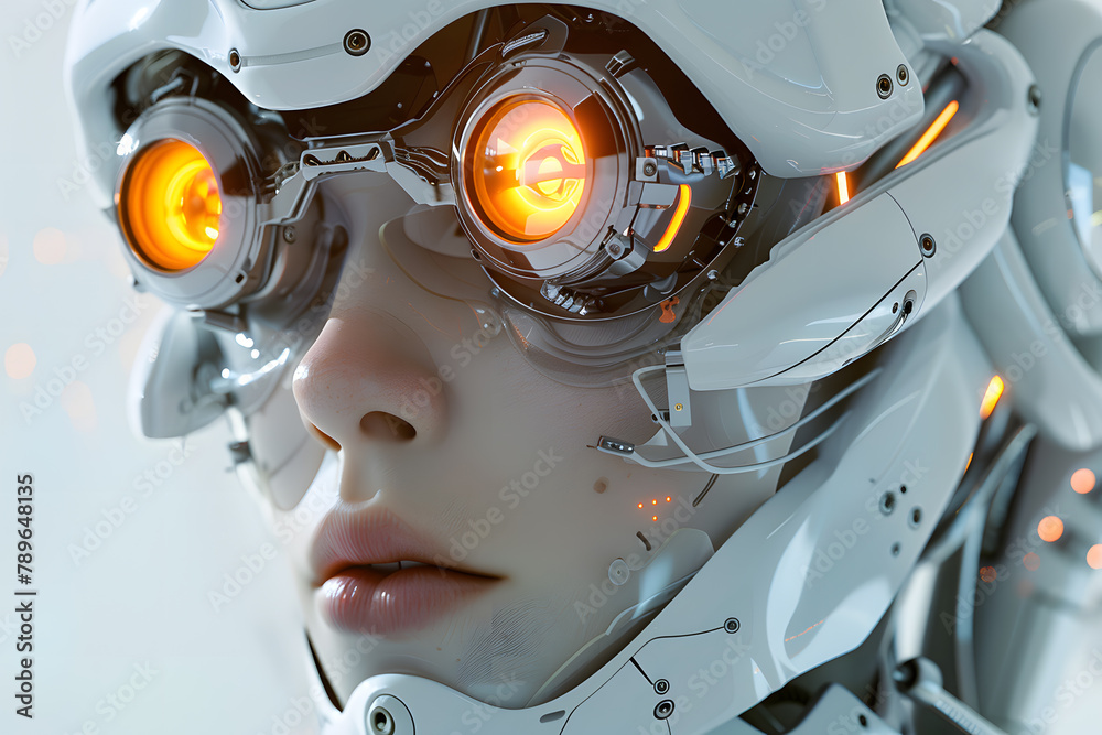 Fototapeta premium Cybernetic Charm: The Enchanting Face of a Female Robot