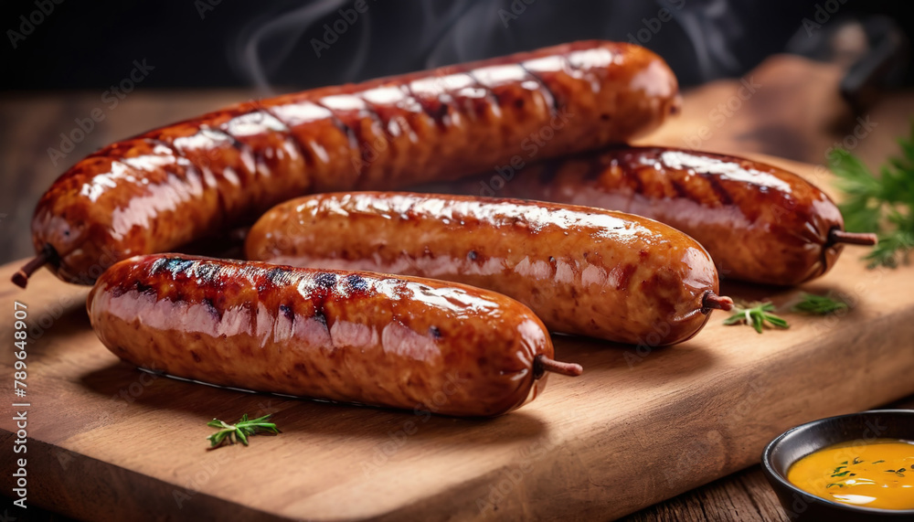 Photo of hot dogs grilling on a summer day. Industrial smoking of sausages and meat products in a factory. sausage in the smokehouse. flavorful sausages Photo of hot dogs grilling on a summer day. Industrial smoking of sausages and meat products in a factory. sausage in the smokehouse. flavorful sausages