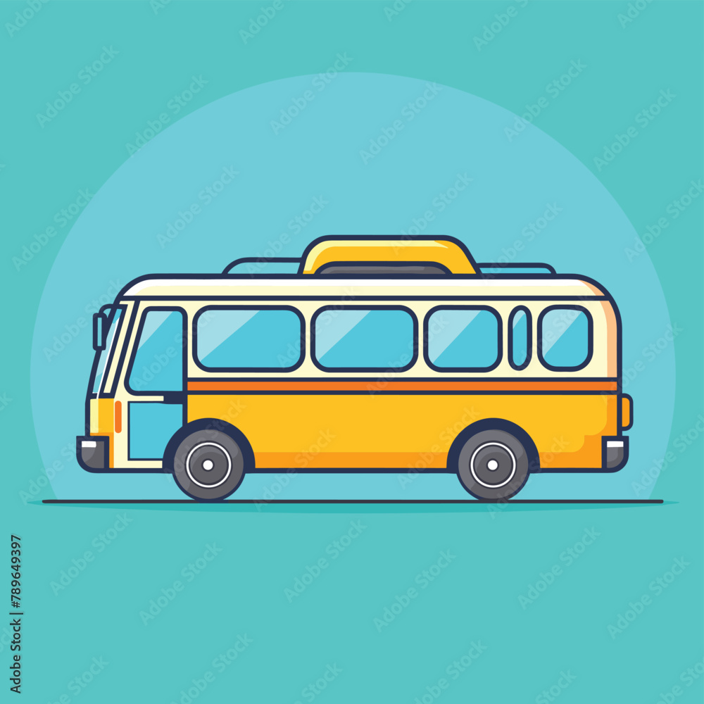 School bus vehicle cartoon flat vector illustration