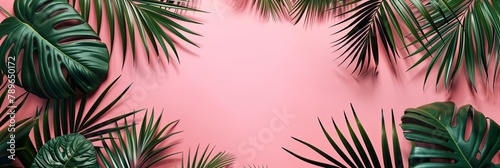 Tropical Elegance with Palm Leaves on Pink