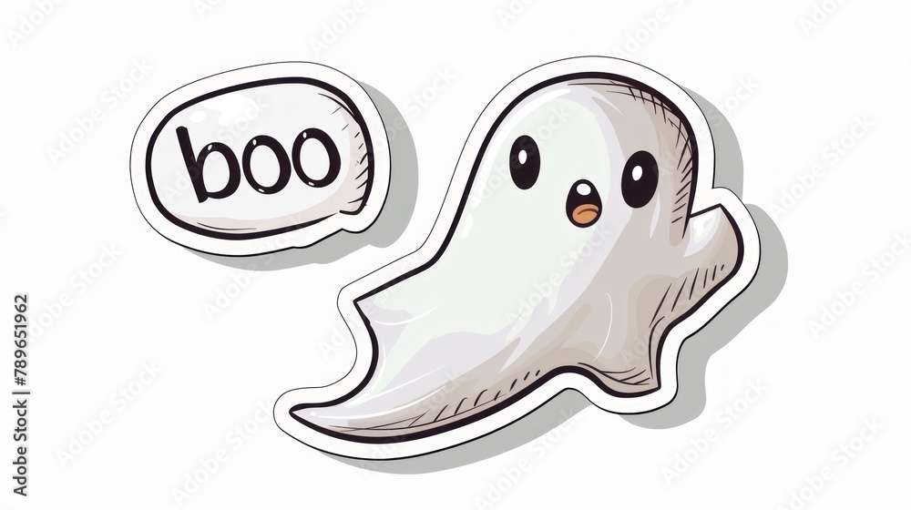 sticker of a ghost with text boo on white background. concept stickers,ghost,text sticker of a ghost with text boo on white background. concept stickers,ghost,text