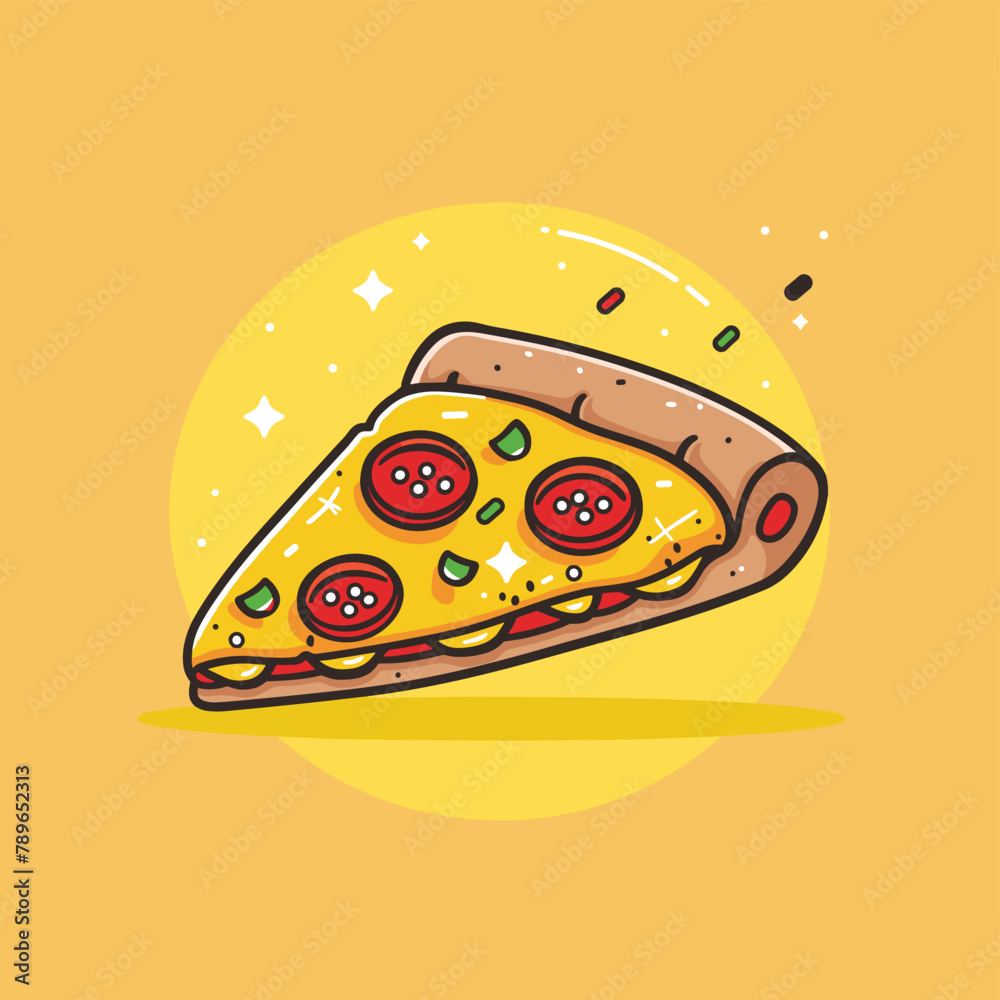 Pizza slice vector cartoon illustration icon design Pizza slice vector cartoon illustration icon design