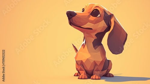 Rendering a cartoon model of a Low Poly Cartoon Dachshund Dog photo