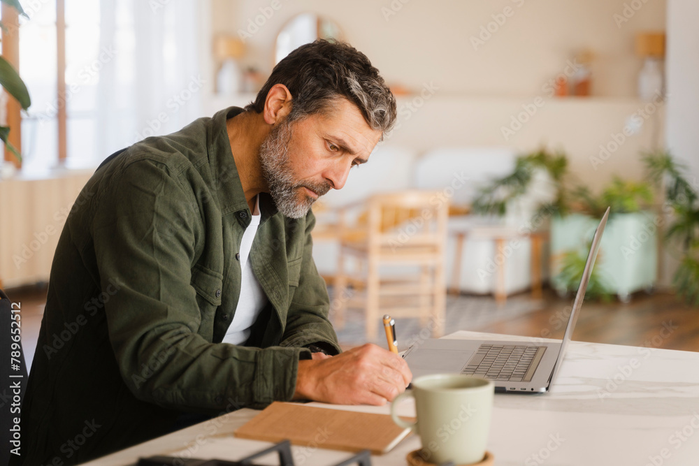 Man Managing Home Finance At Home Man Managing Home Finance At Home
