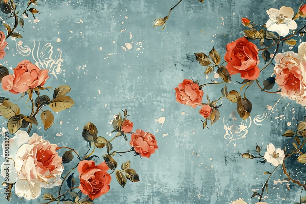 Beautiful seamless floral pattern with watercolor effect. AI generated illustration